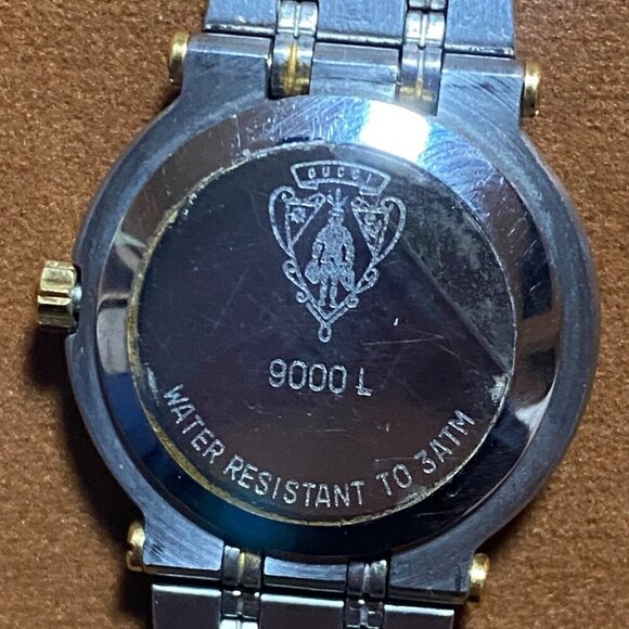 Vintage Gucci 9000L Two-Tone Gold-Plated and Stainless Steel Watch with Box